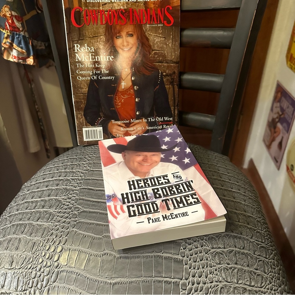 Reba McEntire magazine and Pake McEntire autographed book